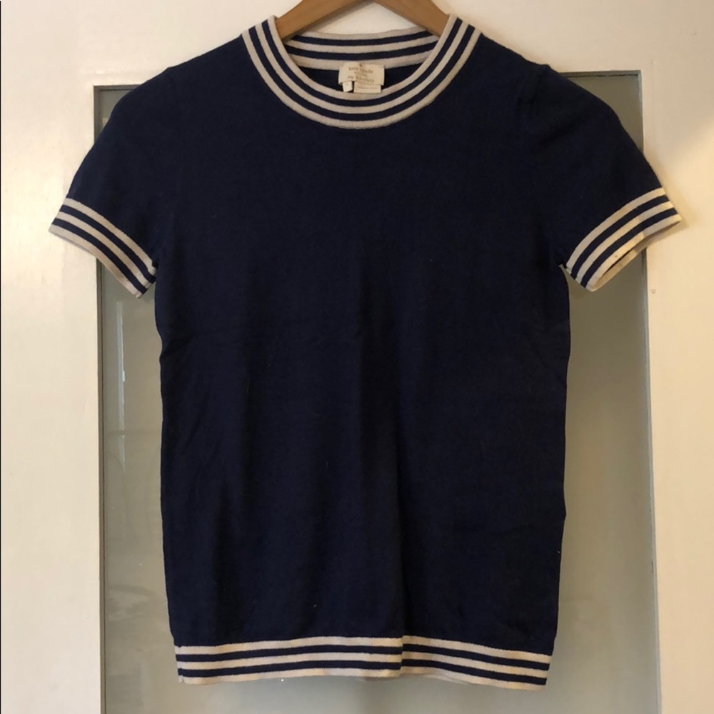 Gorgeous Kate Spade sweater top blue stripes bow